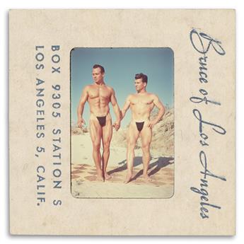 (BRUCE OF L.A. & OTHERS) A group of approximately 293 35mm color slides of male models and bodybuilders in studio and beach settings.